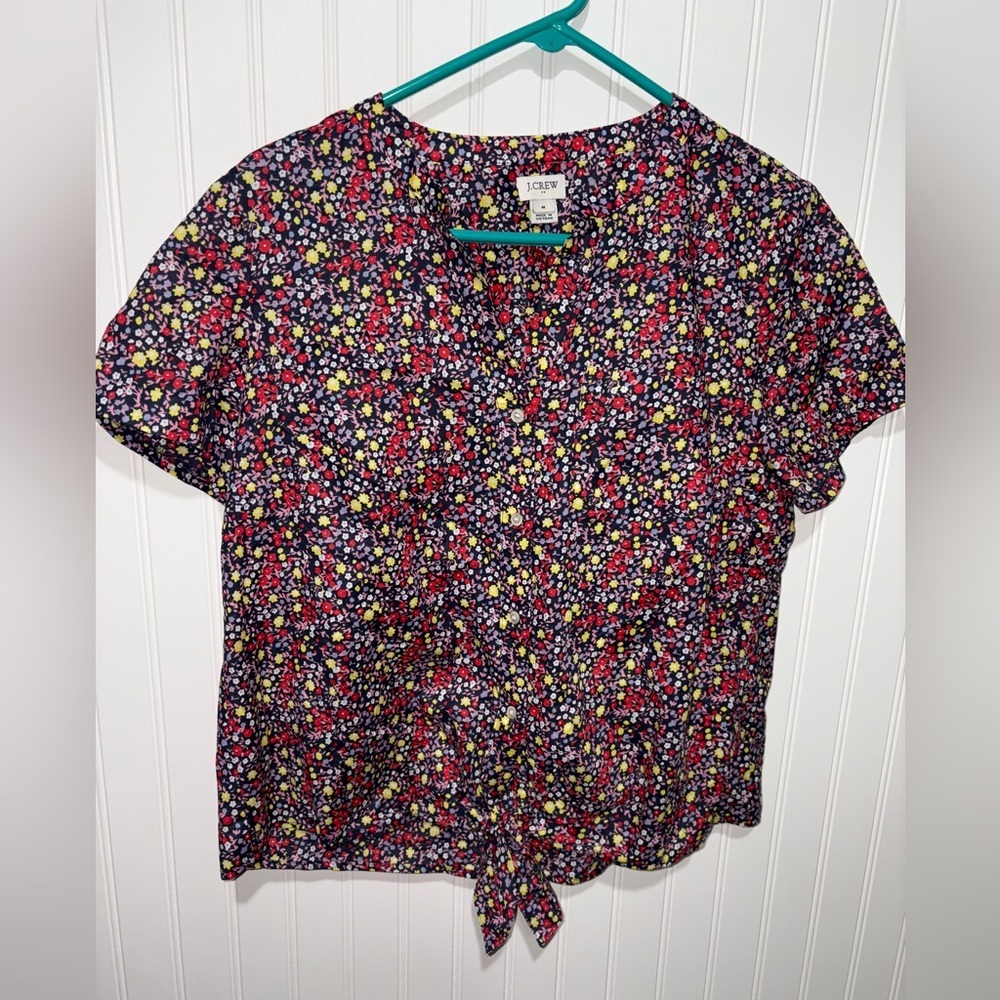 Loft Women's Floral Tie-Front Top| Size Medium